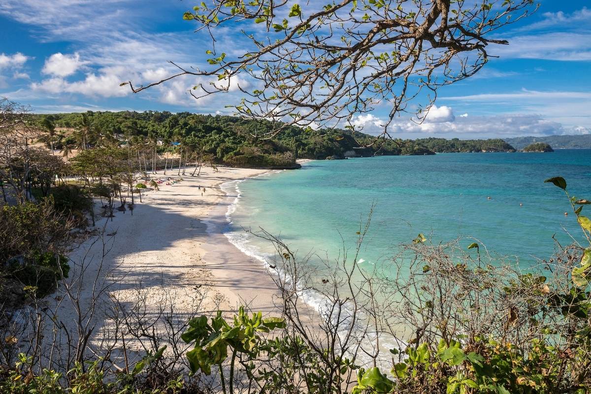 View above beautiful Ilig-Iligan Beach in Boracay Island, Philippines